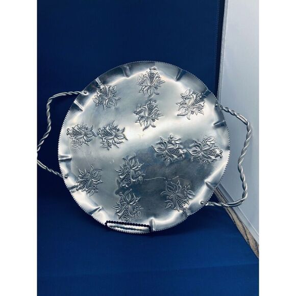 Vintage Silver Serving Tray by The West Bend Aluminum Co. 12  Vintage Silver Serving Tray  Aluminum Co. 13 3/4\